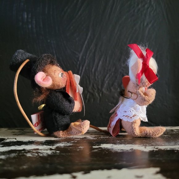 Tiny Annalee Dolls Valentine's Day Mouse Sweetheart Couple Mouse Couple c.1995 - Picture 6 of 8